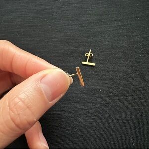 14K Gold Bar Stud Earrings